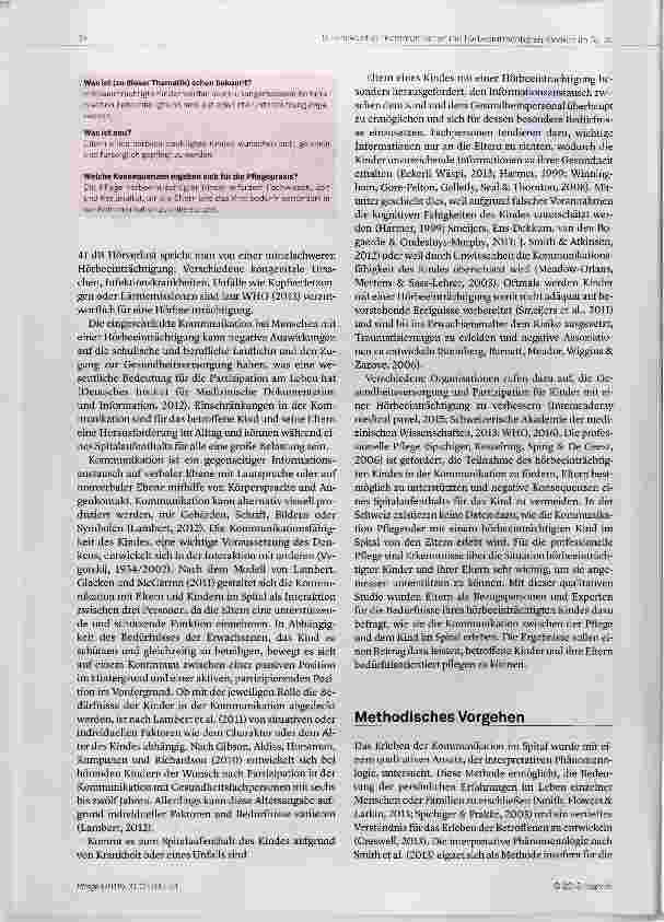 Vorschauseite 2: Das Kind mit einer Hörbeeinträchtigung im Spital