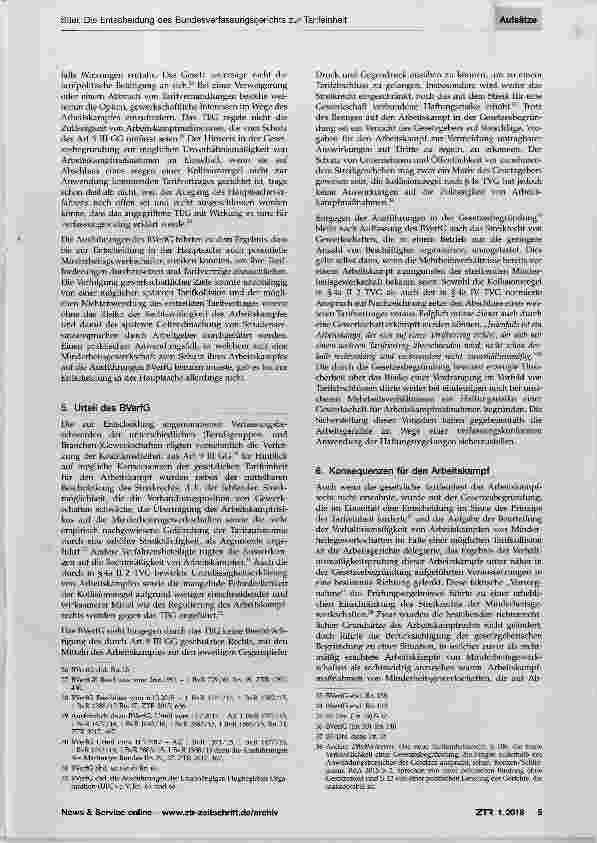 Vorschauseite 3: Die Entscheidung des Bundesverfassungsgerichts zur Tarifeinheit und ihre Konsequenzen für den Arbeitskampf