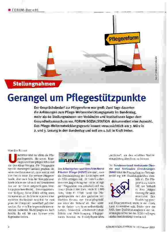 Vorschauseite 1: Gerangel um Pflegestützpunkte