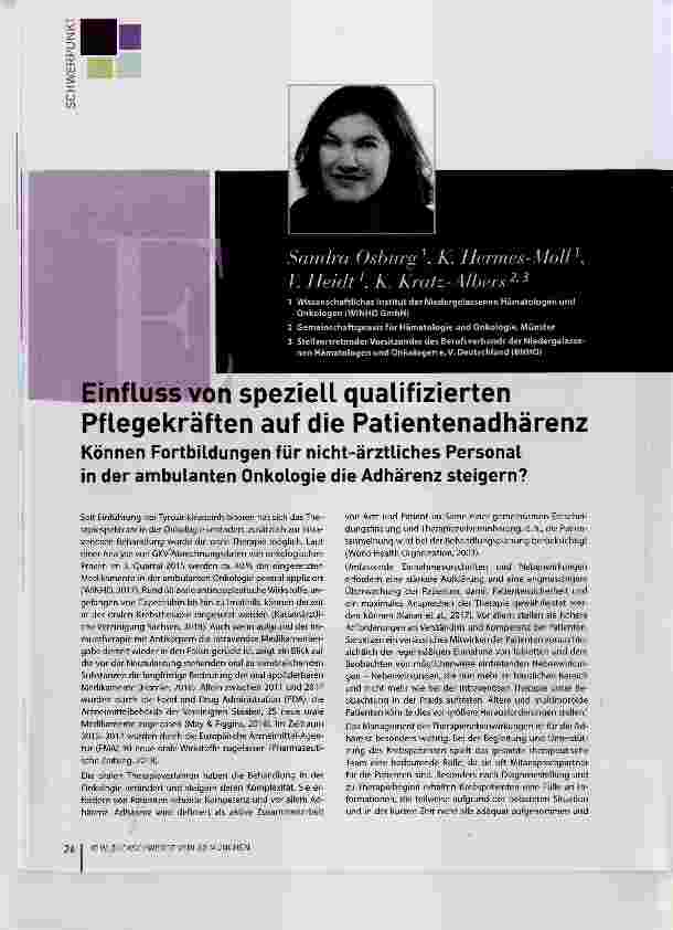 Vorschauseite 1: Einfluss von speziell qualifizierten Pflegekräften auf die Patientenadhärenz