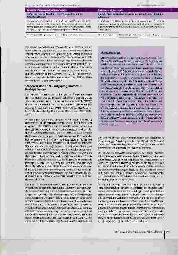 Vorschauseite 2: Einfluss von speziell qualifizierten Pflegekräften auf die Patientenadhärenz