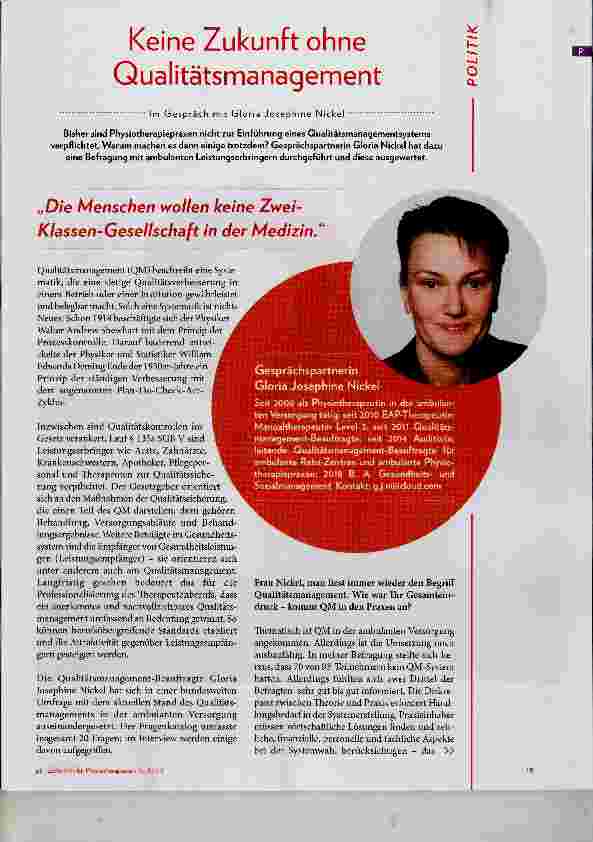 Vorschauseite 1: Keine Zukunft ohne Qualitätsmanagement