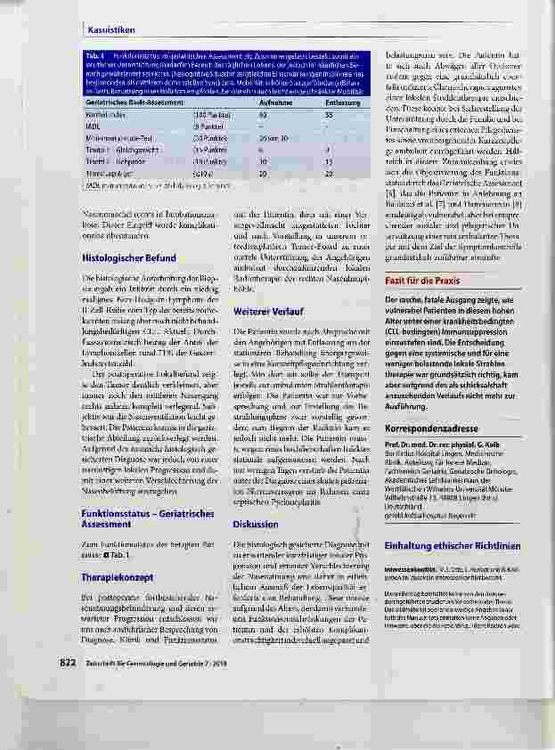 Vorschauseite 2: Atypische chronische lymphatische Leukämie (CLL) mit nasalem Befall im hohen Lebensalter