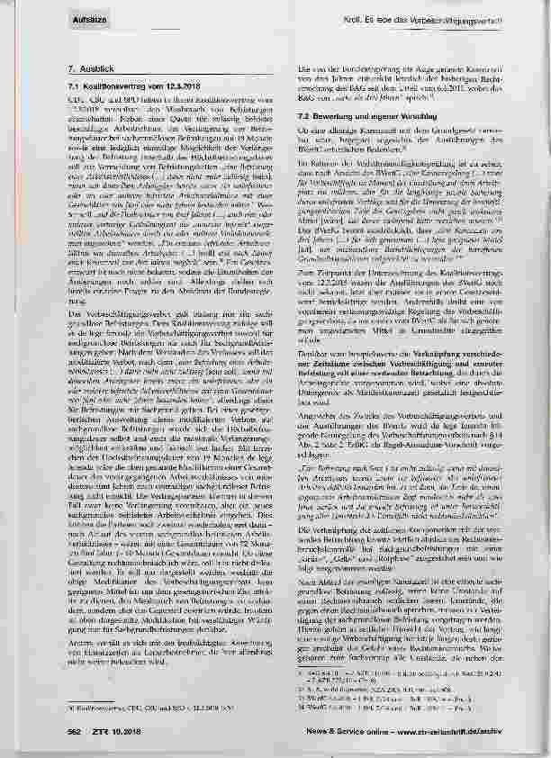 Vorschauseite 4: „Das (begrenzte) Vorbeschäftigungsverbot ist tot, es lebe das Vorbeschäftigungsverbot!“