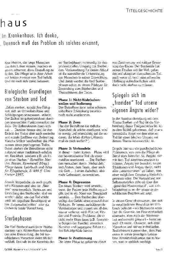 Vorschauseite 2: Sterben und Tod im Krankenhaus