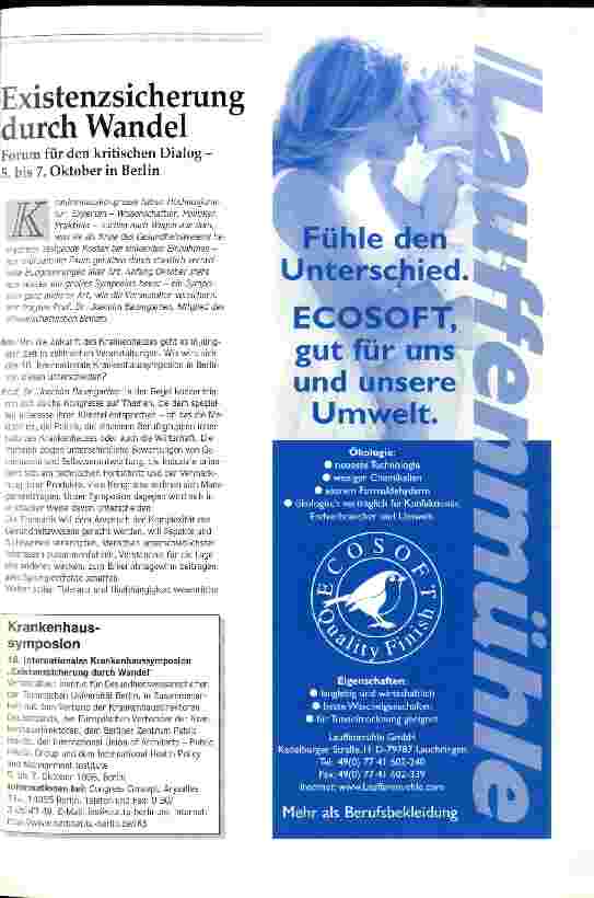 Vorschauseite 1: Existenzsicherung durch Wandel Forum für den kritischen Dialog - 5. bis 7.Oktober 1998 in Berlin