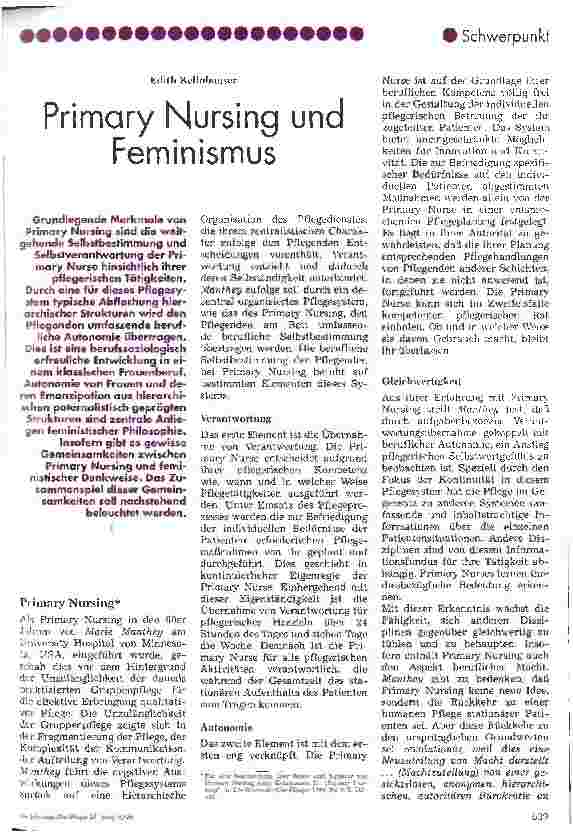 Vorschauseite 1: Primary Nursing und Feminismus