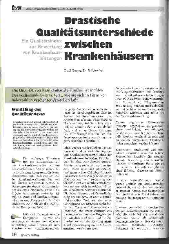 Vorschauseite 1: Drastische Qualitätsunterschiede zwischen Krankenhäusern Ein Qualitätsindex zur Bewertung von Krankenhausleistungen