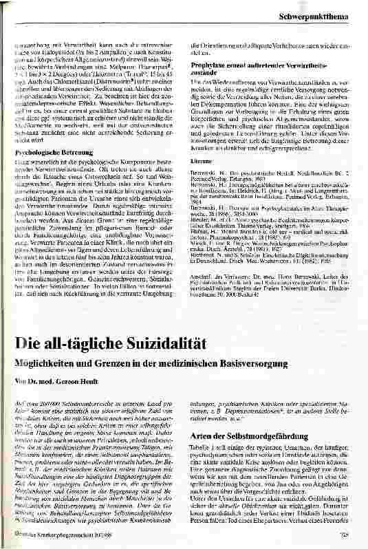 Vorschauseite 1: Die all-tägliche Suizidalität Möglichkeiten und Grenzen in der medizinischen Basisversorgung