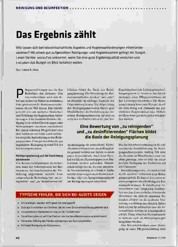 Vorschauseite 1: Das Ergebnis zählt