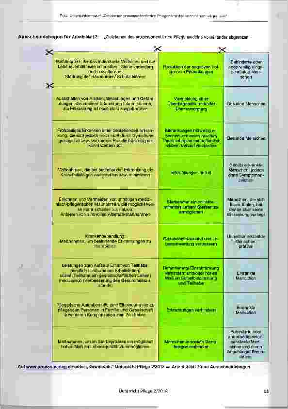 Vorschauseite 6: Unterrichtsentwurf zum Thema: Zielebenen prozessorientierten Pflegehandelns voneinander abgrenzen