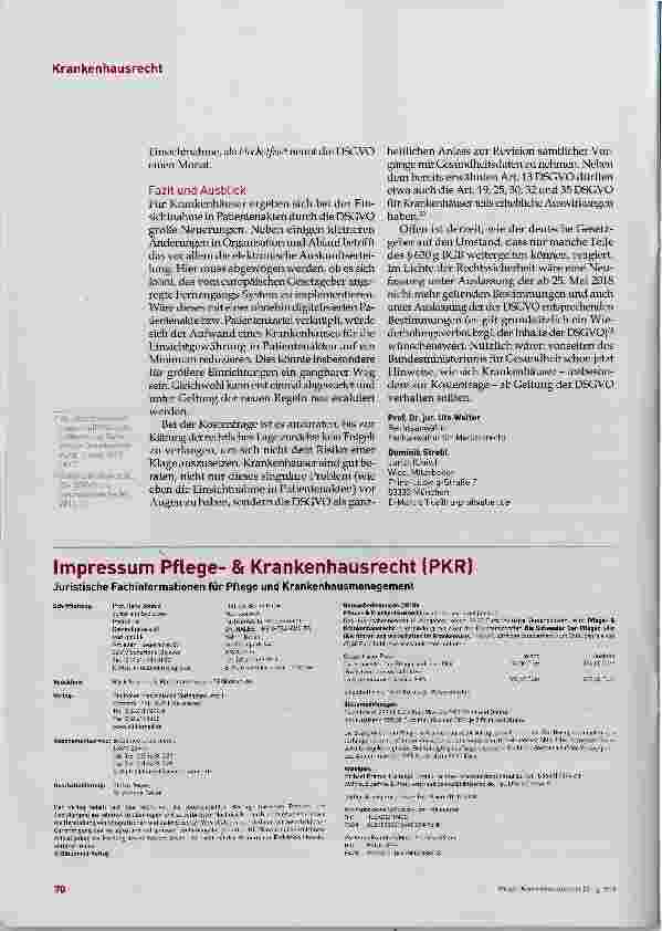 Vorschauseite 6: EU-Datenschutzgrundverordnung: Bedeutung für Patientenakten