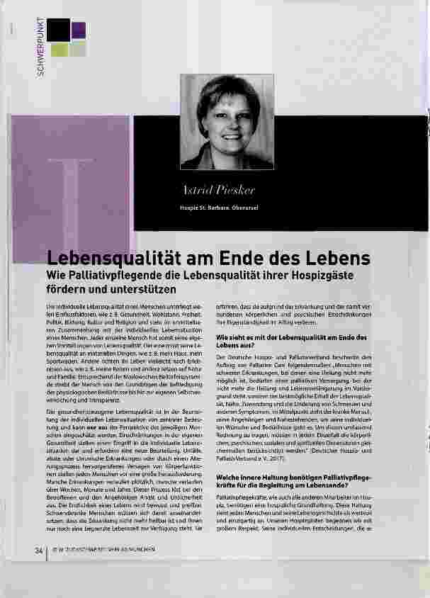 Vorschauseite 1: Lebensqualität am Ende des Lebens
