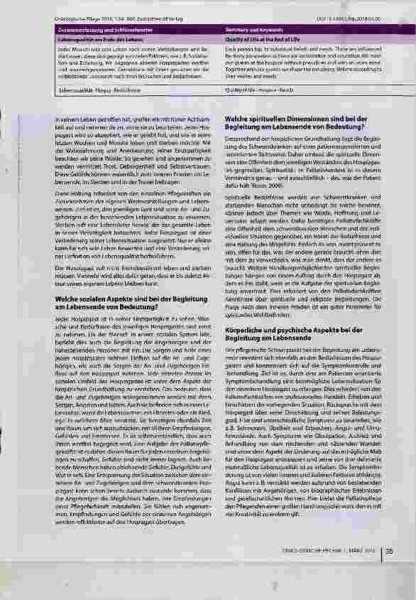 Vorschauseite 2: Lebensqualität am Ende des Lebens