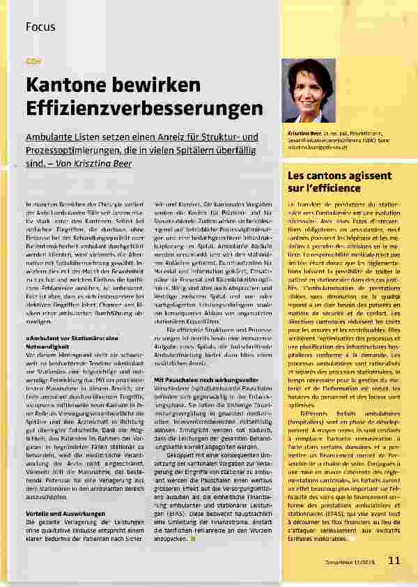 Vorschauseite 1: Kantone bewirken Effizienzverbesserungen