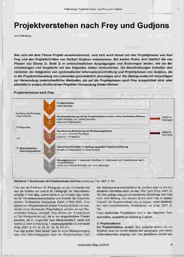 Vorschauseite 1: Projektverstehen nach Frey und Gudjons