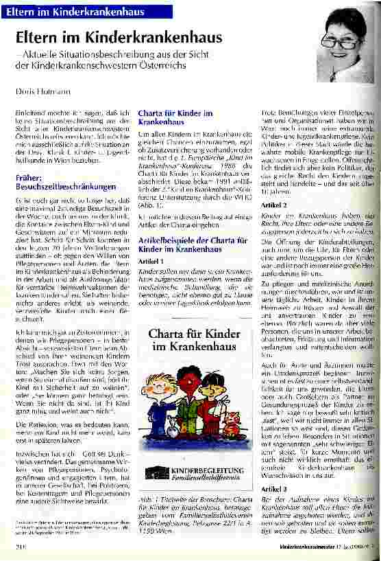 Vorschauseite 1: Eltern im Kinderkrankenhaus - Aktuelle Situationsbeschreibung aus der Sicht der KInderkrankbenschwestern Österreichs