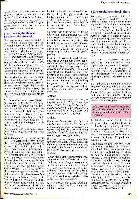 Vorschauseite 2: Eltern im Kinderkrankenhaus - Aktuelle Situationsbeschreibung aus der Sicht der KInderkrankbenschwestern Österreichs