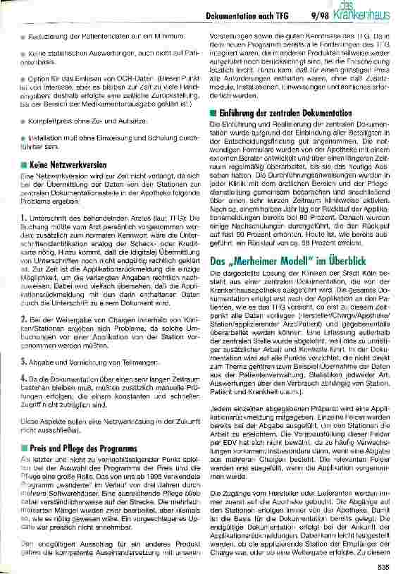 Vorschauseite 6: Das neue Transfusionsgesetz Das Merheimer Modell - die Lösung der Kliniken der Stadt Köln