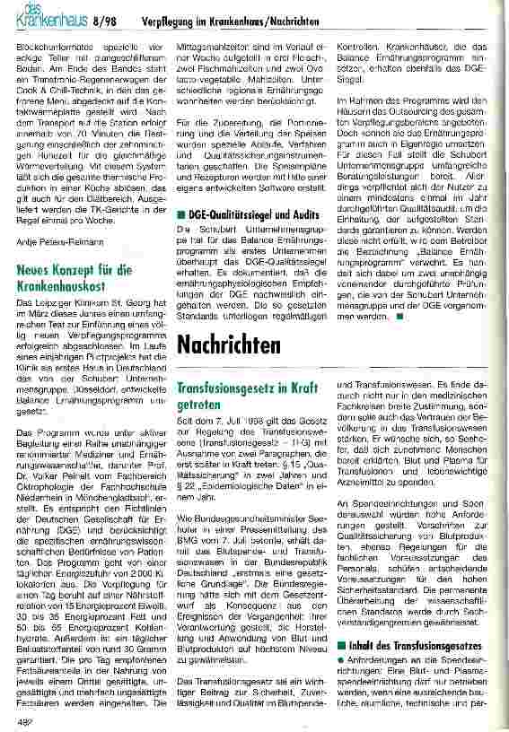 Vorschauseite 3: Verpflegung im Krankenhaus Ist Cook & Chill der Trend der Zukunft?