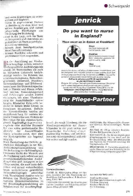Vorschauseite 5: Kinderkrankenpflege Neue Wege in der Ausbildung - Die Forderung nach übergeordneten Ausbildungszielen
