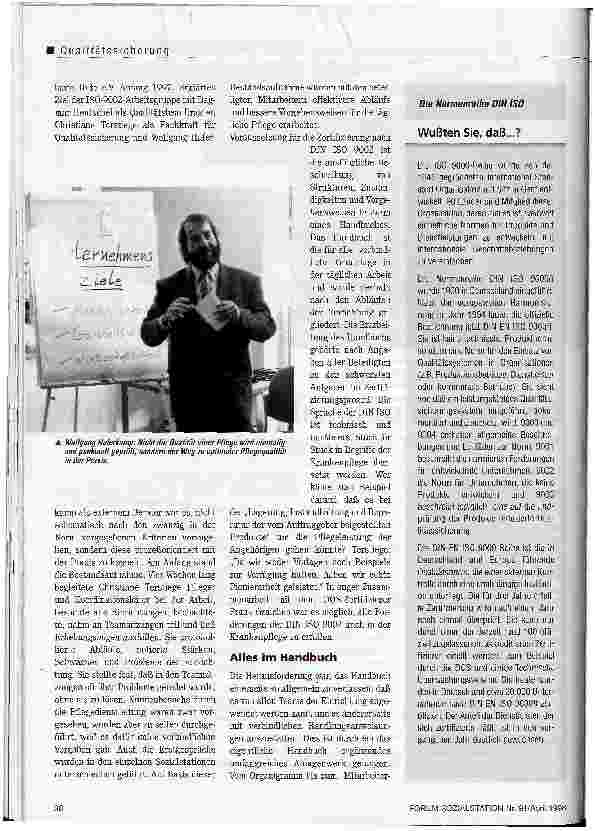 Vorschauseite 2: Ein Weg zu optimaler Pflegequalität Der Verein Ambulante Hilfe in Paderborn über seine Zertifizierung nach der DIN ISO 9002