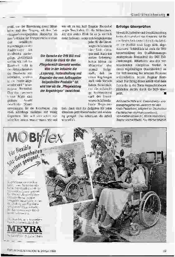 Vorschauseite 3: Ein Weg zu optimaler Pflegequalität Der Verein Ambulante Hilfe in Paderborn über seine Zertifizierung nach der DIN ISO 9002