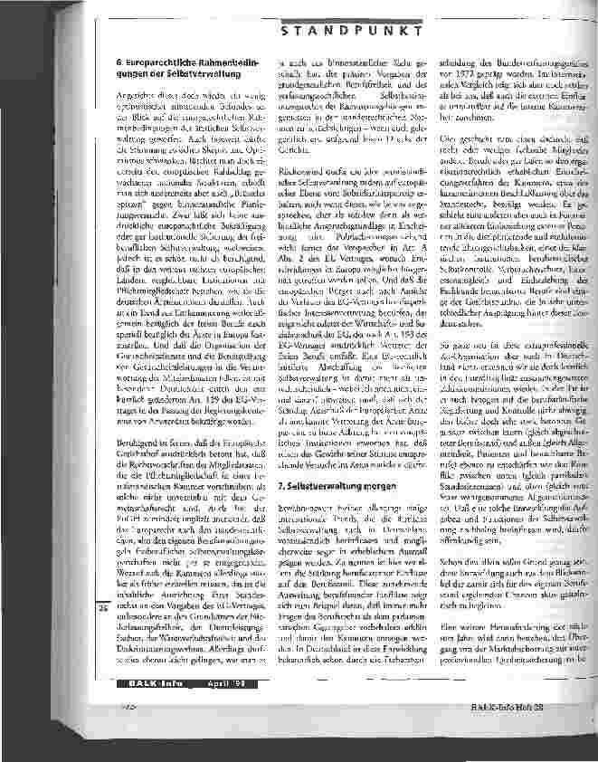 Vorschauseite 3: Eine homogene Mitgliederstruktur wird es künftig nicht mehr geben Ärztliche Selbstverwaltung an der Schwelle zum 21. Jahrhundert 2. Teil