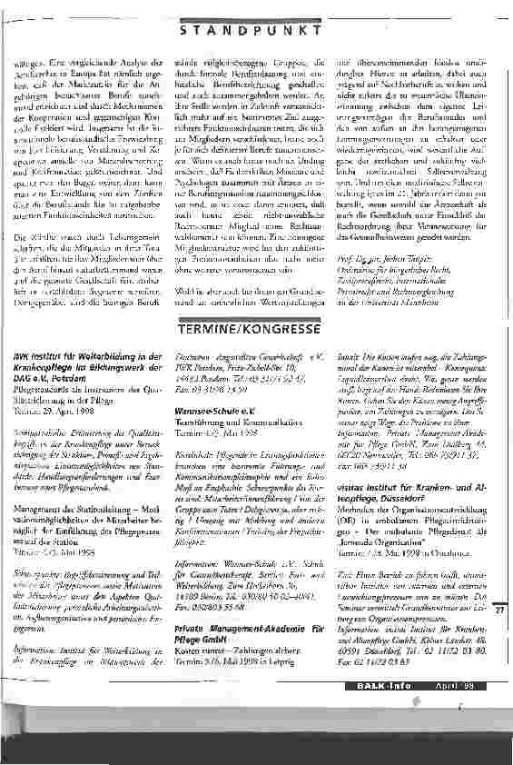 Vorschauseite 4: Eine homogene Mitgliederstruktur wird es künftig nicht mehr geben Ärztliche Selbstverwaltung an der Schwelle zum 21. Jahrhundert 2. Teil