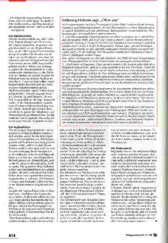 Vorschauseite 2: Der Verband soll seine föderalen Strukuren aufgeben Der DBfK vor einer historischen Wende?