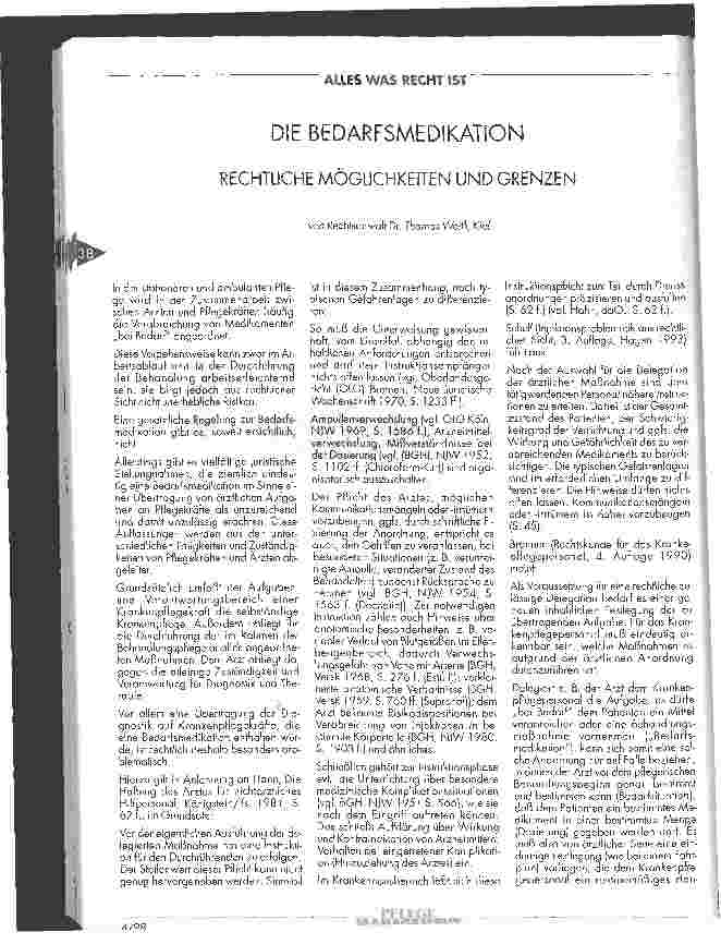 Vorschauseite 1: Die Bedarfsmedikation Rechtliche Möglichkeiten und Grenzen