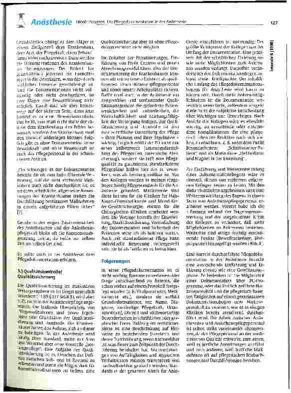 Vorschauseite 4: Die Pflegedokumentation in der Anästhesie Entwicklung eines Konzepts