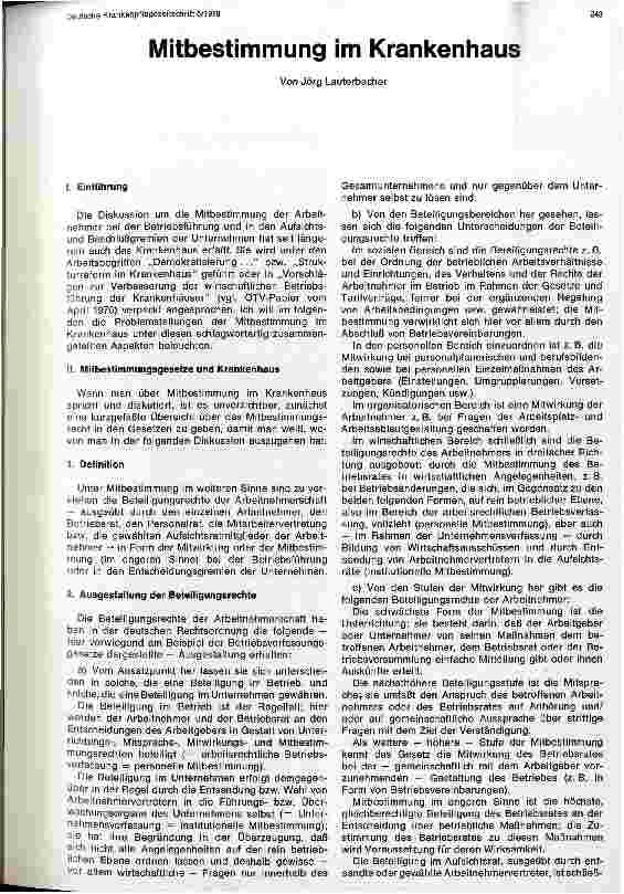 Vorschauseite 1: Mitbestimmung im Krankenhaus
