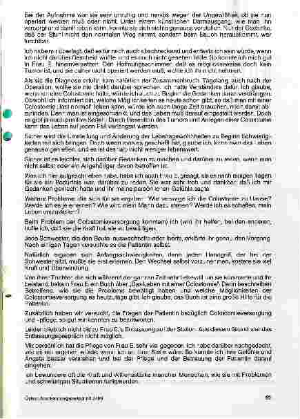 Vorschauseite 2: Spezielle Pflegemaßnahmen: Wechsel eines Colostomiebeutels (Bericht einer Schülerin des 4. Jahrganges)