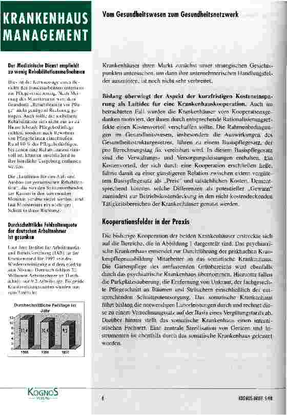 Vorschauseite 5: Kooperationsmöglichkeiten für Krankenhäuser - ein Weg in das Gesundheitsnetzwerk