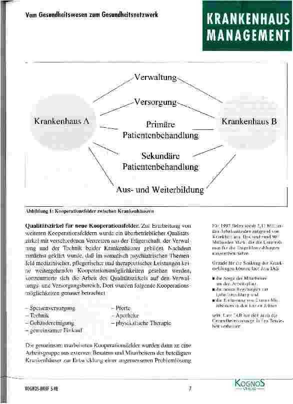 Vorschauseite 6: Kooperationsmöglichkeiten für Krankenhäuser - ein Weg in das Gesundheitsnetzwerk