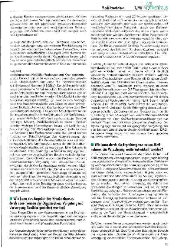 Vorschauseite 3: Modellvorhaben nach  63 bis 65 SGB V Chancen, Risiken und Nebenwirkungen für Krankenhäuser