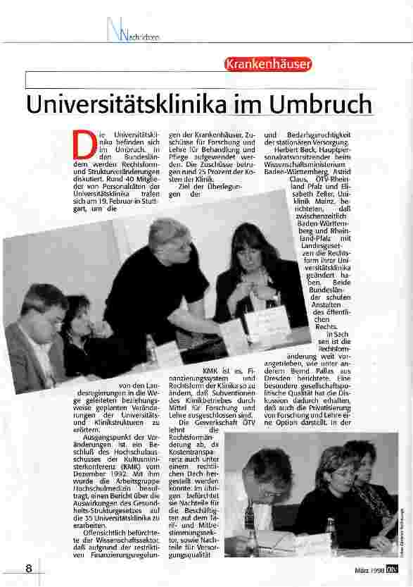 Vorschauseite 1: Universitätsklinika im Umbruch