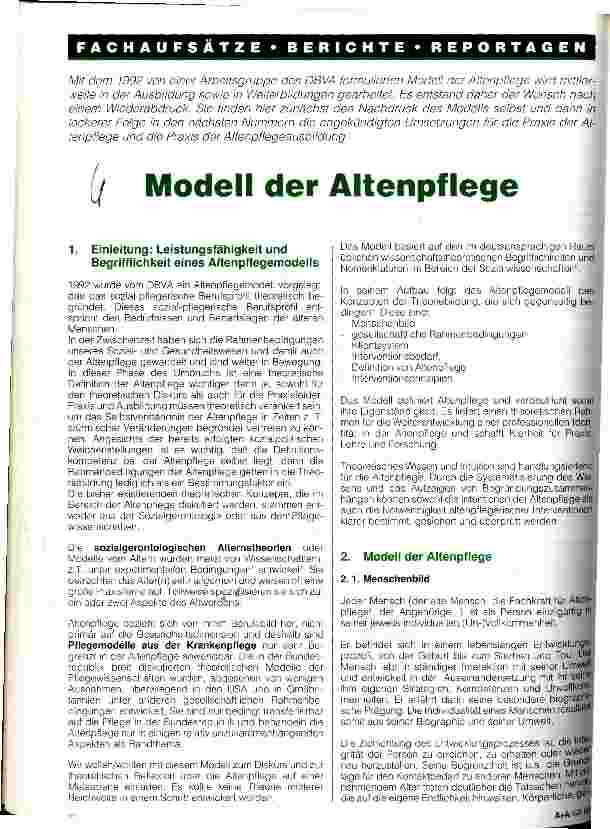 Vorschauseite 1: Modell der Altenpflege