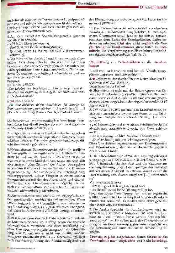 Vorschauseite 2: Datenschutz und ärztliche Schweigepflicht bei der Übermittlung von Patientendaten