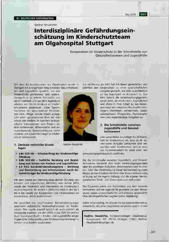 Vorschauseite 1: Interdisziplinäre Gefährdungseinschätzung im Kinderschutzteam am Olgahospital Stuttgart