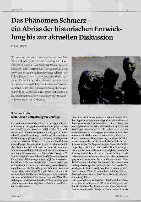 Vorschauseite 1: Das Phänomen Schmerz - ein Abriss der historischen Entwicklung bis zur aktuellen Diskussion