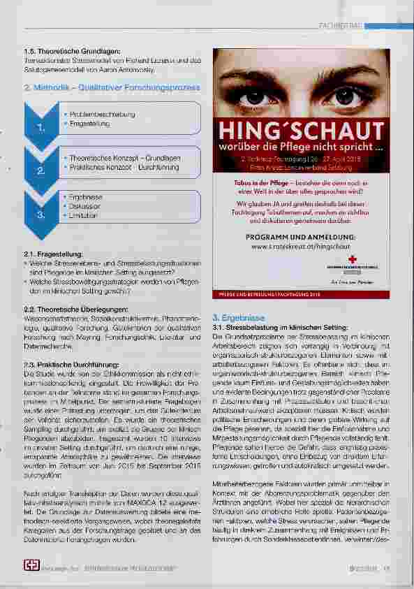 Vorschauseite 2: Stressbelastung, Stresserleben und Stressbewältigungsstrategien Pflegender im klinischen Setting