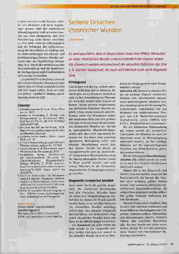 Vorschauseite 1: Seltene Ursachen chronischer Wunden