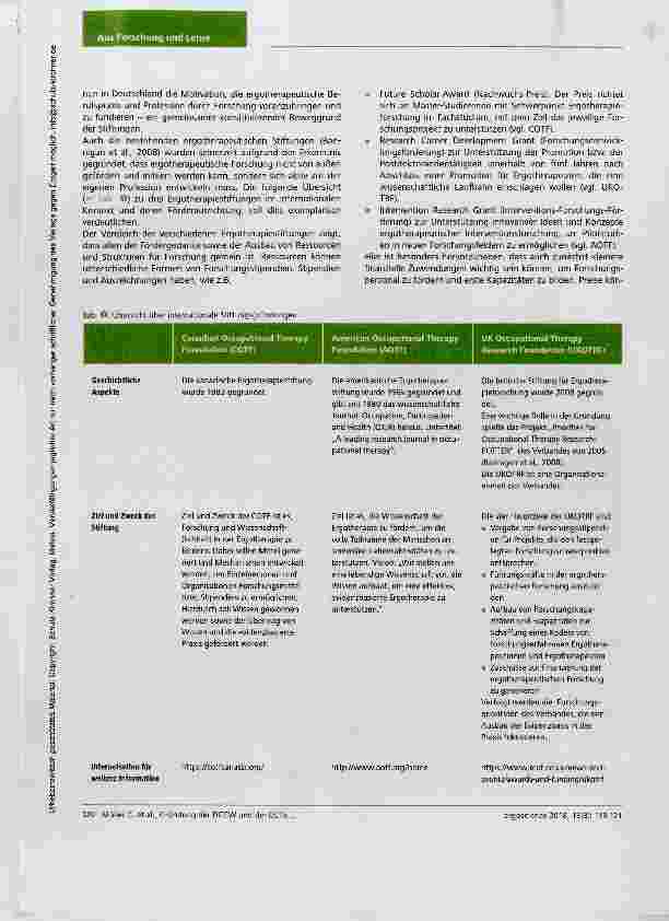 Vorschauseite 3: Wissenschaft und Forschung in der Ergotherapie voranbringen Gründung der Deutschen Gesellschaft für Ergotherapiewissenschaft (DGEW) und der Deutschen Ergotherapie Stiftung (DETS)