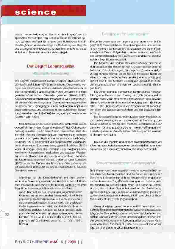 Vorschauseite 2: Lebensqualität und PhysiotherapieWas sagt die Wissenschaft?