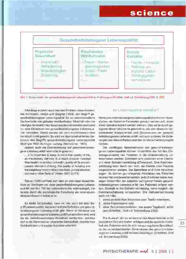 Vorschauseite 3: Lebensqualität und PhysiotherapieWas sagt die Wissenschaft?
