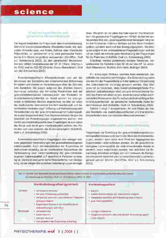Vorschauseite 4: Lebensqualität und PhysiotherapieWas sagt die Wissenschaft?