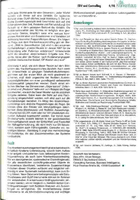 Vorschauseite 5: DV-gestütztes Krankenhauscontrolling: Neue Konzepte und Trends