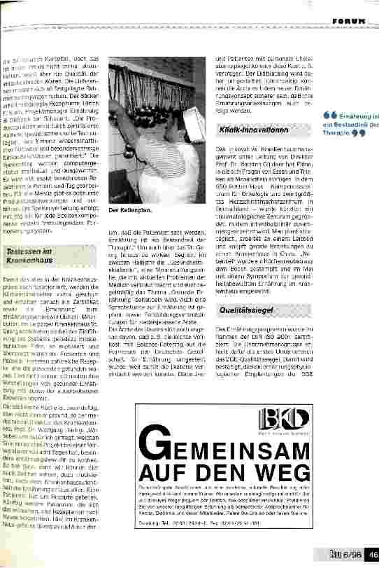 Vorschauseite 2: Kochen nach Standards - aber sächsisch! Krankenhauskost - Nährstoffe in der Ballance / Im Leipziger St. Georg wird ein neues Ernährungssystem erprobt